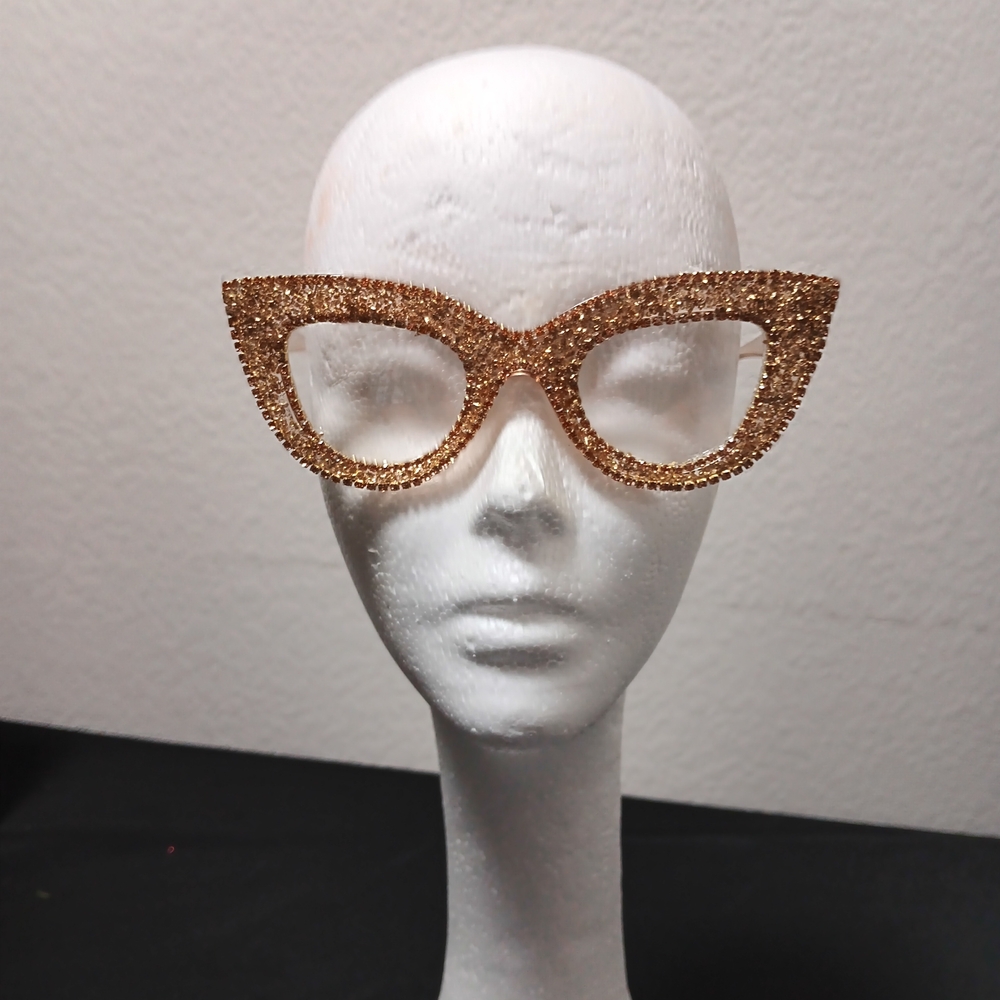 Gold Cat-Eye Clear Glasses